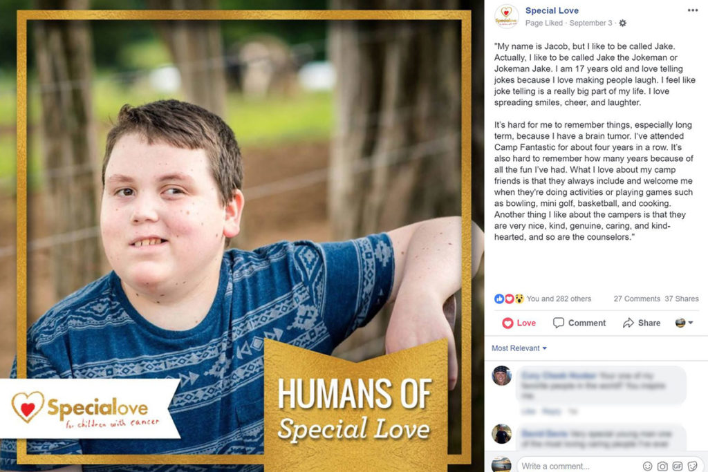 Jake's story on Humans of Special Love.