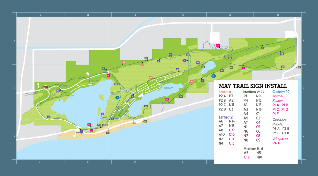 Gulf State Park Trail Signs installation map