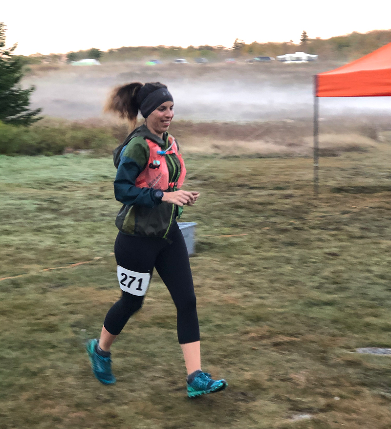 Laurel running the WV Trilogy 50 K race