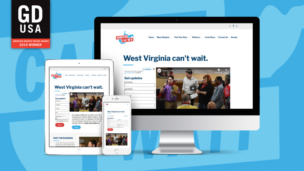 Smith for WV, WV Can't Wait Campaign website mockup