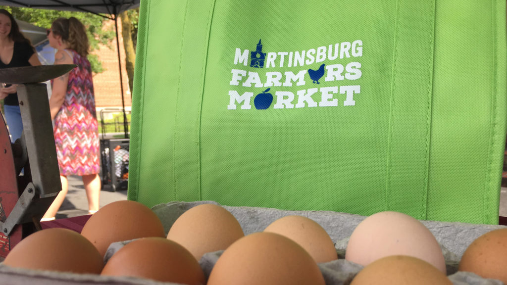Martinsburg Farmers Market Eggs and Shopping bag
