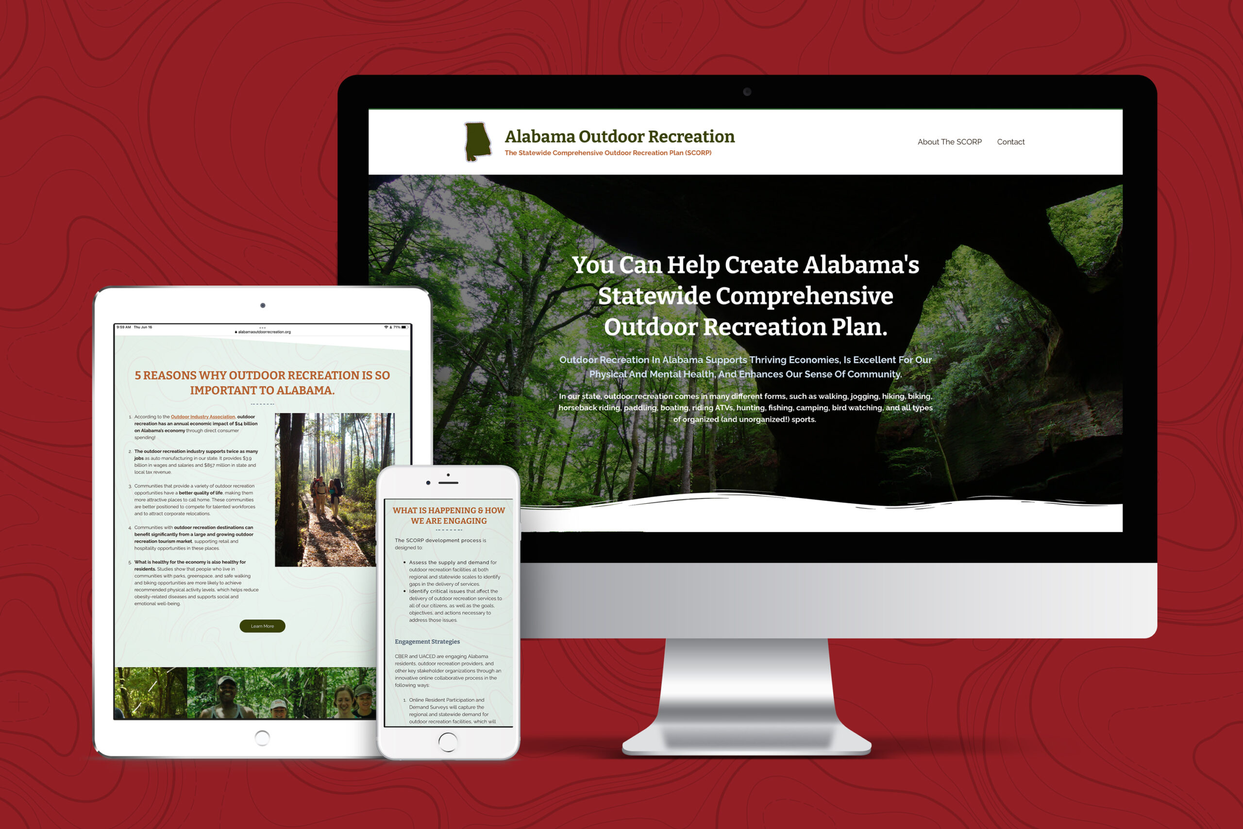 Alabama SCORP website on desktop and mobile devices